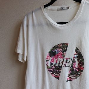 Pixelated Floral Obey Tee
